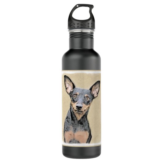 Bouteille D'eau Miniature Pinscher Peinture mignonne Chien Art ori (Devant)