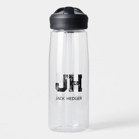 BOUTEILLE D'EAU MINIMALIST BLACK TWO LETTER MONOGRAM NAME CLEAR (Avant)