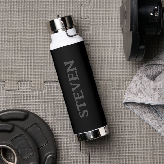 Bouteille D'eau Minimaliste noir gris personnalisé Hommes (Avant)