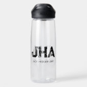 BOUTEILLE D'EAU MINIMALISTE NOIR MONOGRAMME À TROIS LETTRES NOM CL (Arrière)