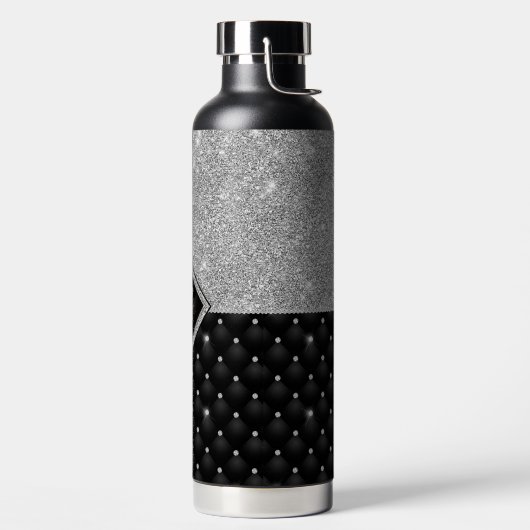 Bouteille D'eau Minuscule cristal argent noir monogramme diamant é (Droite)