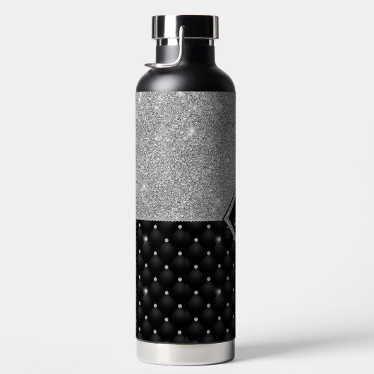 Bouteille D'eau Minuscule cristal argent noir monogramme diamant é (Droite)