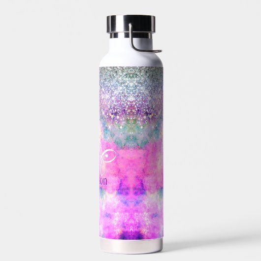 Bouteille D'eau Minuscule monogramme de parties scintillant argent (Gauche)