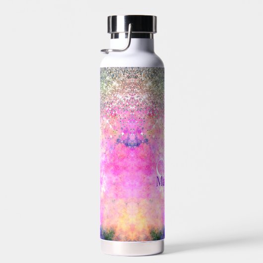 Bouteille D'eau Minuscule monogramme de parties scintillant argent (Plage)