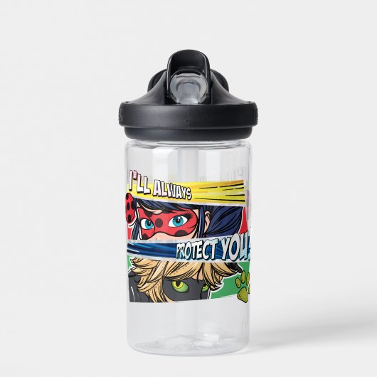 Bouteille D'eau Miraculous Ladybug & Cat Noir toujours vous protég (Avant)