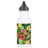 Bouteille D'eau Mix-fruits tropicaux, fleurs et feuilles en noir (Gauche)