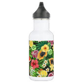 Bouteille D'eau Mix-fruits tropicaux, fleurs et feuilles en noir (Droite)