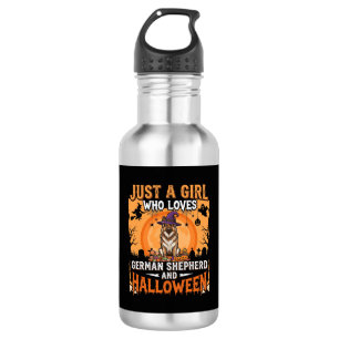 Bouteille D'eau Modèle de fille d'Halloween Berger Allemand sorciè