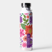 Bouteille D'eau Modèle floral Art plat tendance avec bloc de nom (Gauche)