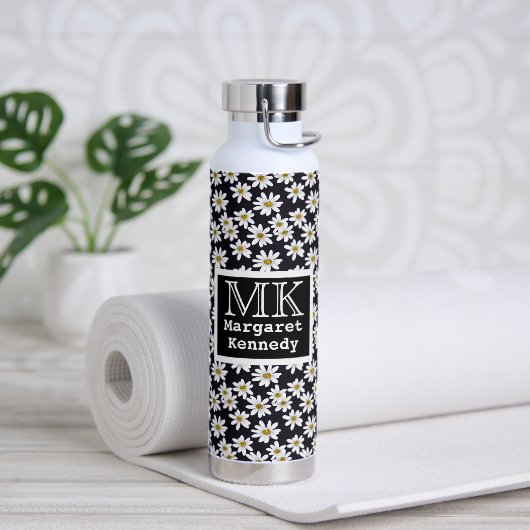 Bouteille D'eau Modèle floral de marguerite monogramme (Yoga)