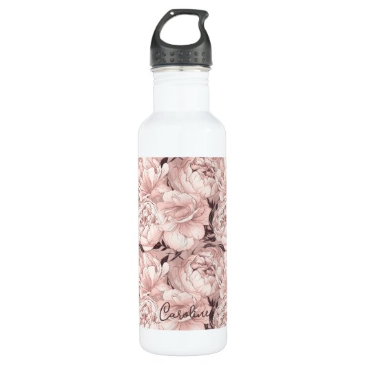 Bouteille D'eau Modèle floral de nom personnalisé (Devant)