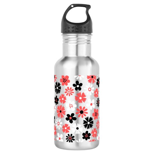 Bouteille D'eau Modèle floral Monogramme moderne (Devant)