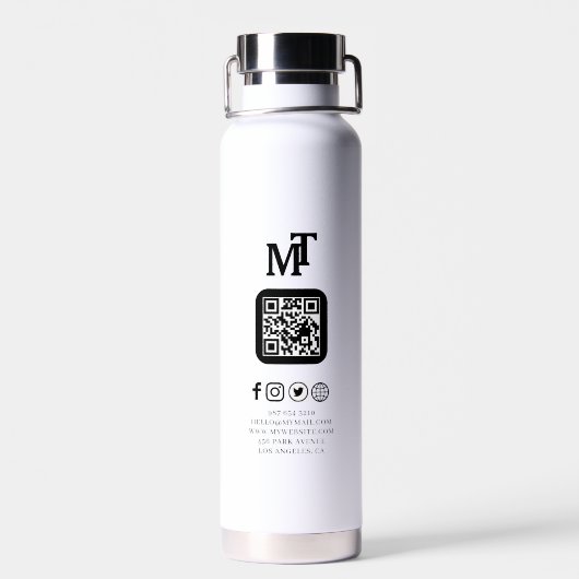 Bouteille D'eau Modern Business Logo QR Code Branding Design (Arrière)