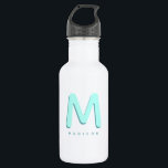 Bouteille D'eau Modern Cute Fun Nom personnalisé 3D Monogramme<br><div class="desc">Mignonne bouteille d'eau monogrammée avec votre nom personnalisé comme une ombre initiale en turquoise et turquoise. Moderne,  minimaliste,  simple et amusant,  ce design axé sur la typographie est un cadeau personnalisé cool !</div>