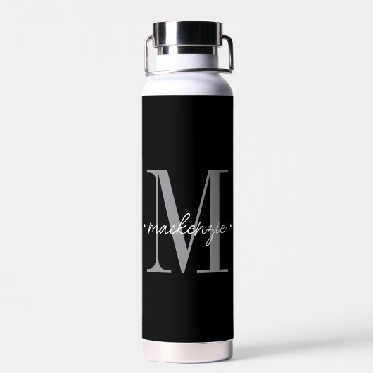 Bouteille D'eau Modern Monogram Minimal Black White (Arrière)