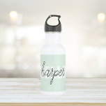 Bouteille D'eau Modern Pastel Mint Bonjour Et Vous Nom<br><div class="desc">Modern Pastel Mint Bonjour Et Vous Nom</div>
