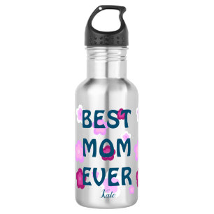 Bouteille D'eau Modern pink best mom ever cute flower pattern