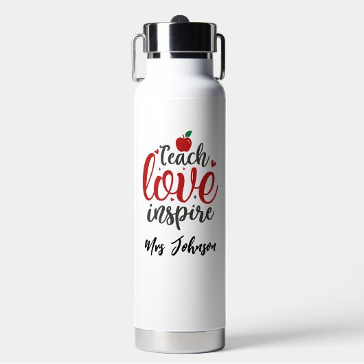 Bouteille D'eau Modern Script Teach Love Inspire Teacher (Salle de sport)