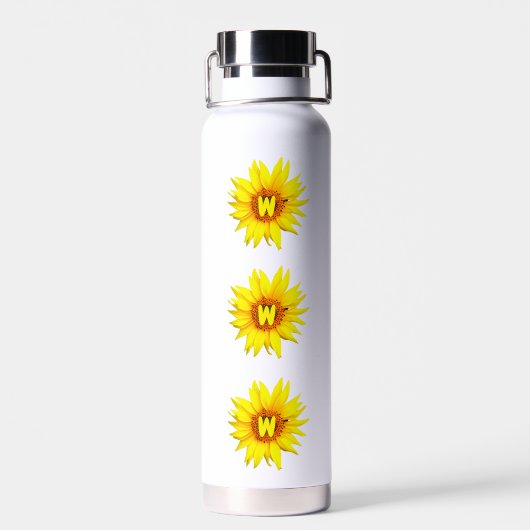 Bouteille D'eau Modern Sunflower | Personalised Name & Monogram  (Arrière)