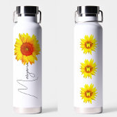 Bouteille D'eau Modern Sunflower | Personalised Name & Monogram 