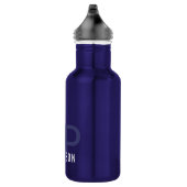 Bouteille D'eau Moderne 2 Initiales et Nom Petit Bleu (Droite)