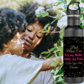 Bouteille D'eau Moderne Chic Black Fuchsia Typographie Jour des mè