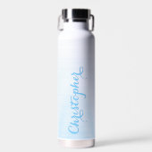 Bouteille D'eau Moderne Élégant Bleu Script Nom personnalisé Monog (Avant)