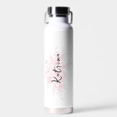 Bouteille D'eau Moderne Élégant Nom Floral Rose Scripté (Avant)