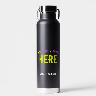 BOUTEILLE D'EAU MODERNE ET MODERNE PERSONNALISABLE NOIR VÉRIFIÉ