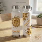 Bouteille D'eau Moderne Mandala Doodle Floral Orange Blush 3D