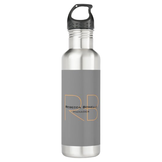 Bouteille D'eau Moderne minimaliste Plain Simple Monogramme Manage (Devant)