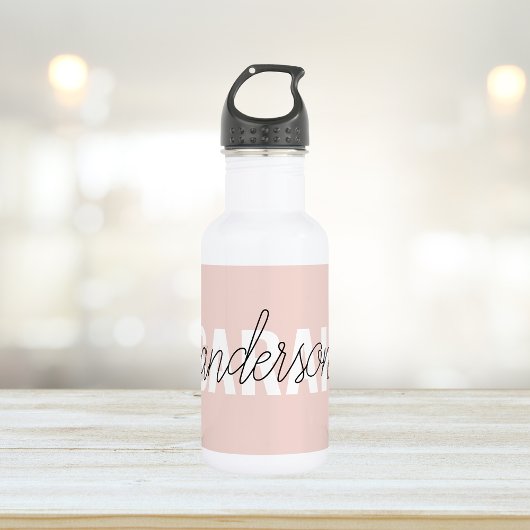 Bouteille D'eau Moderne Pastel Rose Beauté Personnalisée Vous Nom