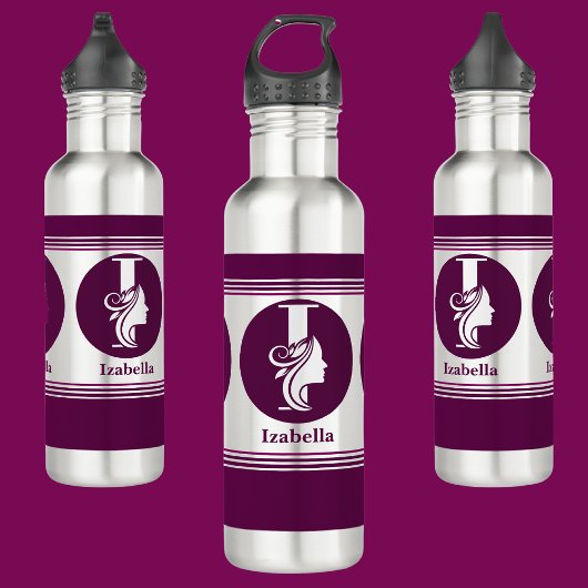 Bouteille D'eau Moderne Personnalisé Nom élégant Lettre Monogramme