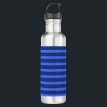Bouteille D'eau Moderne simple bande à deux tons bleu géométrique<br><div class="desc">Bande simple moderne à deux tons Géométrique bleu marine Bloc de couleur</div>