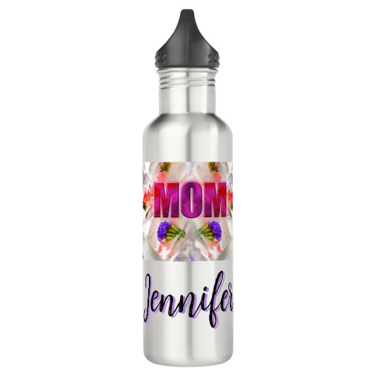 Bouteille D'eau 'Mom-Boss-Fire' – Diseño floral en cubos  (Gauche)