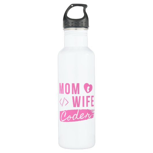 BOUTEILLE D'EAU MOM WIFE CODER - CODER MOM (Devant)