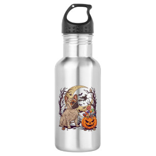 Bouteille D'eau Momie d'Halloween Bouledogue Français Citrouille B