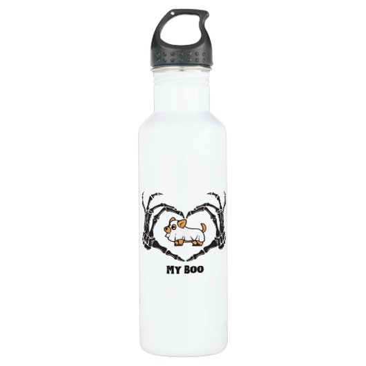 Bouteille D'eau Mon Costume Boo Chihuahua Avec Mains Coeurs Squele (Devant)