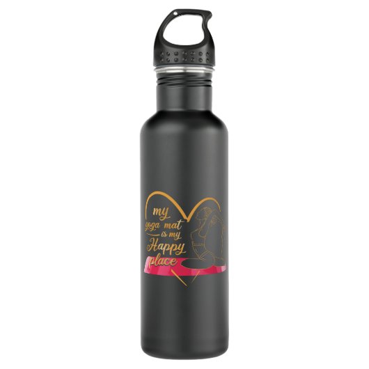 Bouteille D'eau Mon Yoga Mat est mon endroit heureux (Devant)