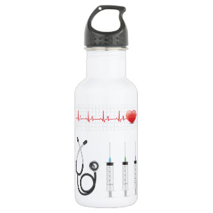 Bouteille D'eau Moniteur ECG cardiaque avec stéthoscope et seringu