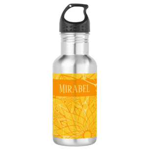 Bouteille d'eau Monochrome Orange Mandala personna