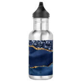 Bouteille D'eau Monogram Blue Gold Parties scintillant Agate Marbl (Droite)