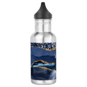 Bouteille D'eau Monogram Blue Gold Parties scintillant Agate Marbl (Gauche)