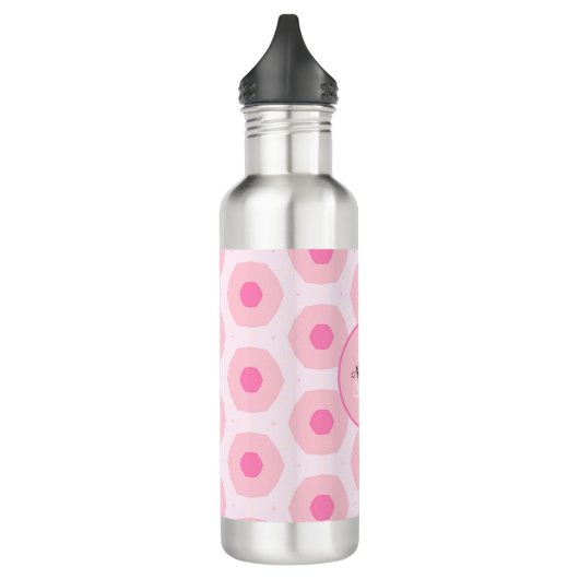 Bouteille D'eau Monogram de Pink Circle Dots (Gauche)