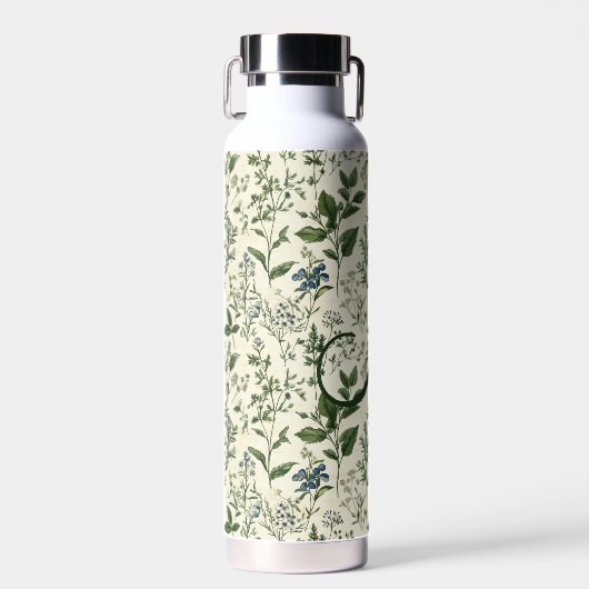 Bouteille D'eau Monogram Initial Sage Green Botanical Florals Gift (Avant)