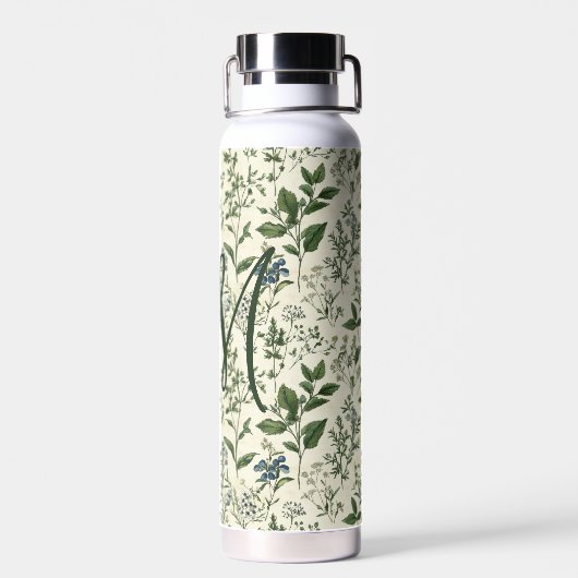 Bouteille D'eau Monogram Initial Sage Green Botanical Florals Gift (Arrière)