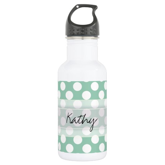Bouteille D'eau Monogram Mint Green Cute Chic Polka Motif (Devant)