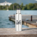 Bouteille D'eau Monogram Modern Cool Grunge Ajouter Votre Nom<br><div class="desc">Préparez-vous pour l'école ! Ajoutez votre monogramme et votre nom. Ce design est intemporel,  moderne et grunge.</div>