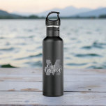 Bouteille D'eau Monogram Modern Cool Grunge Ajouter Votre Nom<br><div class="desc">Préparez-vous pour l'école ! Ajoutez votre monogramme et votre nom. Ce design est intemporel,  moderne et grunge.</div>