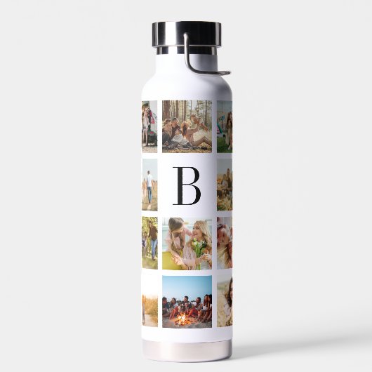 Bouteille D'eau Monogram Personalized 19 Photo Collage (Gauche)